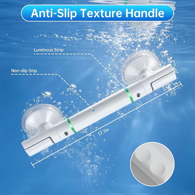 Collectible Trading Card Cases (Shower Grab bar_A) DOZAWA 2 Pack Suction Grab Bars No-Drill Handles for Elderly, Large Bathroom Safety Bars, Removable Balance Assist Bar for Those in Need