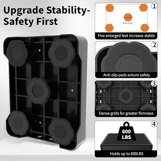 Adjustable Step Stool for Adults, Toddler Step Stools, 660 LBS Capacity Non-Slip Safety Step Platform for Elderly, Portable Stair Assist for Cars, Bedside, Kitchen, and Shower, Black