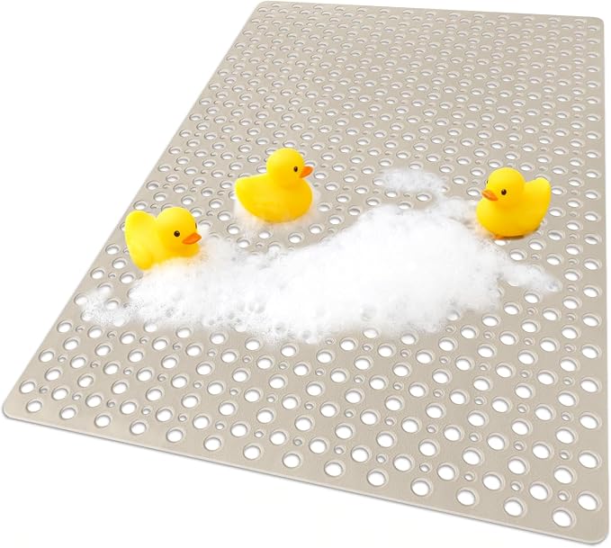 Extra Large Shower Mat, Yonala 47 x 32 Inch Non Slip Shower Mats for Inside Shower, Soft TPE Shower Floor Mat with Suction Cups and Drain Holes, Machine Washable Bathroom Shower Mat, Easy to Clean