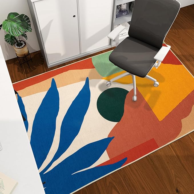 Office Chair Mat for Hardwood Floor, 60"x45" Easy Glide Computer Desk Mat Protector for Rolling Chair Under Desk Rug Nonslip Backing, Machine Wash, (Modern)