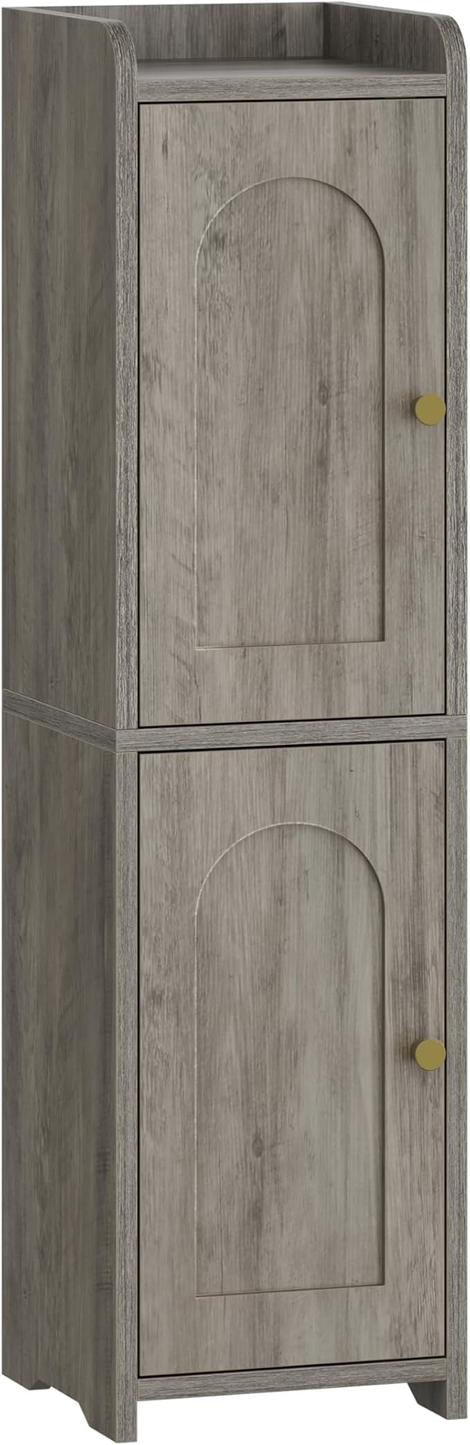 Hzuaneri Bathroom Storage Cabinet, Small Corner Floor Cabinet with 2 Doors and Adjustable Shelf, Narrow Toilet Paper Cabinets, Bathroom Organizer for Small Spaces, 7.9" D x 7.9" W x 29.5" H Greige
