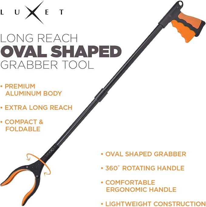 Grabber Reacher Tool - 2 Pack - Latest Version Long 32 Inch Foldable Pick Up Stick - Strong Grip Magnetic Tip Lightweight Trash Picker Claw Reacher Grabber Tool Elderly Reaching - by Luxet (Orange)