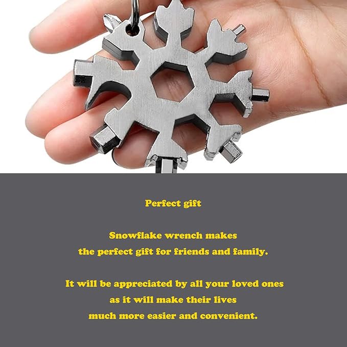 Multipurpose Snowflake Wrench,Portable Screwdriver/Bottle Opener/Safety Hammer,18 in1 Stainless Steel Multi Tool,Outdoor Gadget,Gift for Men(2pcs)
