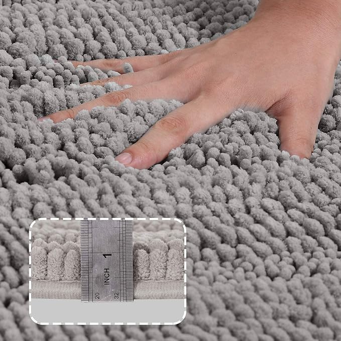 Turquoize Chenille Bath Rugs Shaggy Bathroom Rugs Non Slip Bath Rugs for Bathroom 24 x 36 Dove Bath Rug Extra Soft and Absorbent Area Rug, 24"x 36", Dove