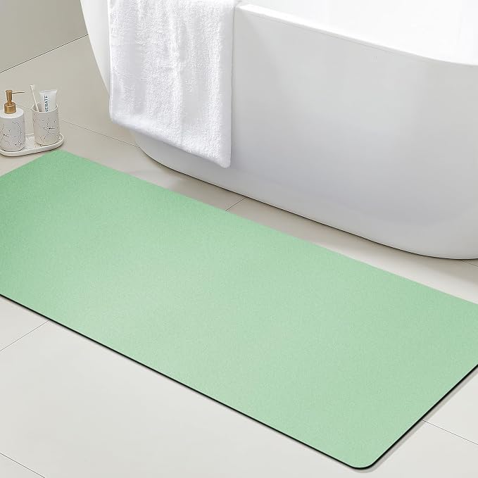 ACCUMTEK Non Slip Bath Mat, Thin Bathroom Rugs Fit Under Door, Quick Dry Bath Mats, Machine Washable Bath Rugs for Bathroom, Bathtub & Kitchen, Bathtub, Sage Green/Solid/48 x20