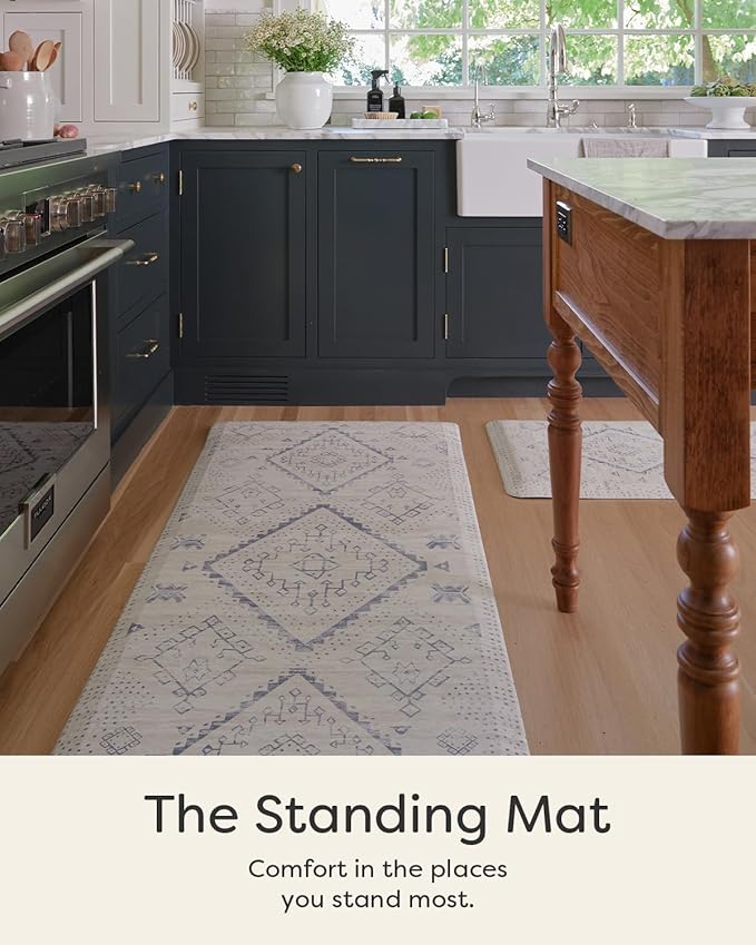 House of Noa Nama Standing Mat – Anti-Fatigue Kitchen Mats for Floor, Cushioned & Non-Slip Comfort Mat for Standing, Thick Foam Anti-Fatigue Mat for Kitchen & Workspaces, Ula Windmill 22" x 54"