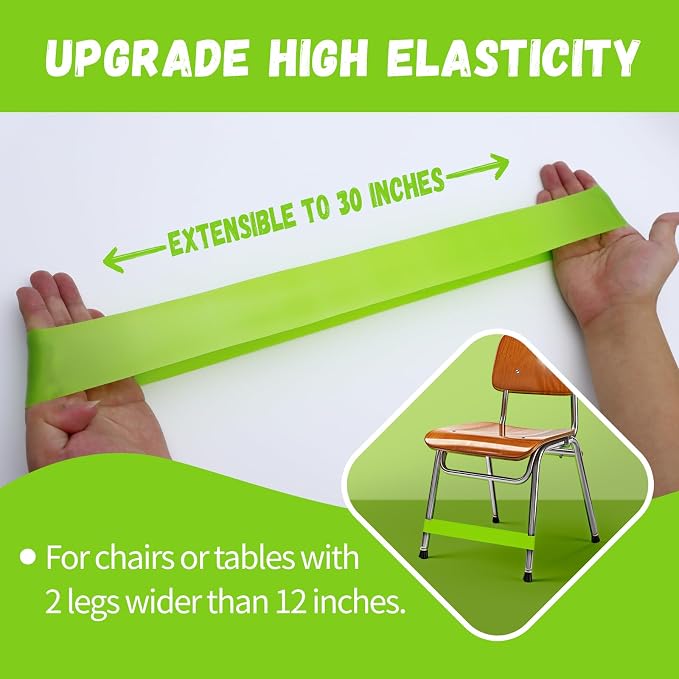 16 Pack Chair Bands for Kids with Fidgety Feet, ADHD Tools for Kids, Improve Focus & Reduce Restlessness, Chair Bands for Sensory ADHD ADD Autism - Classroom & Home Must Haves (Green)