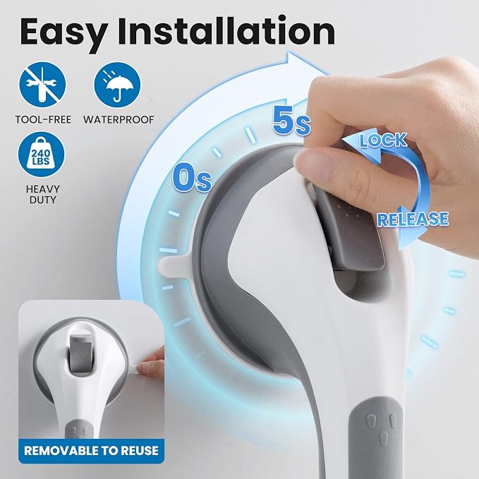 LEVERLOC Shower Grab Bars & Toothbrush Holder