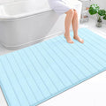 OLANLY Memory Foam Bath Mat 70x46, Super Soft Absorbent Bathroom Rugs, Quick Dry, Machine Washable Shower Floor Rugs, Bathmat Carpet, Bathroom Home Decor Accessories, Sky Blue