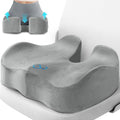 CushyOasis Seat Cushion, Chair Cushions, Office Chair Cushions, Anti-Slip Bottom & Removable Cover Tailbone Pain Relief Cushion, Memory Foam Seat Cushion, 5.28 in Thick (Light Grey)