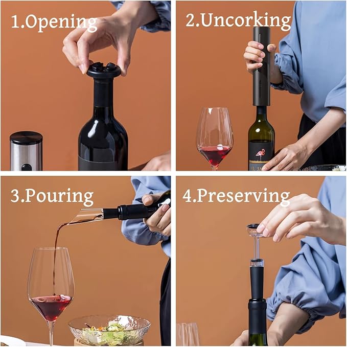 PEIPU Electric Wine Bottle Opener, Easy to Use, Perfect for Home, Restaurants & Travel, Wine Lovers & Host (Black)