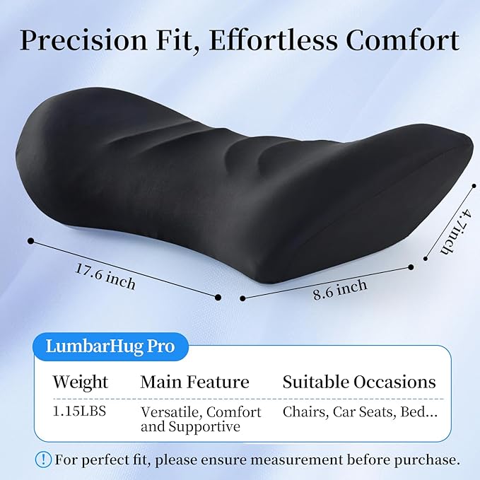 Lumbar Support Pillow for Office Chair - Lumbar Pillow for Car - Ergonomic Lumbar Support Pillow for Car Automotive Seat Cushions (Classic Black)