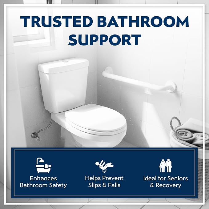 Grab Bar Bundle - ADA Compliance - 1.5" Diameter - 18", 36", 42" Lengths - Pack of 3 - White, Toilet Grab Bars for Commercial Restrooms and Grab Bars for Shower