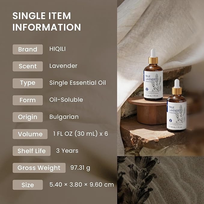 HIQILI Lavender Essential Oil Set-1 fl oz (12 Pack), Bulk Wholesale for Business,100% Pure for Diffusing,DIY & Body Care, Ideal for Hotel, Beauty Salon, Craft Studio, Holiday Gift & Home Use