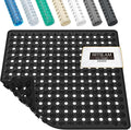 HITSLAM Shower Mat Anti Slip, Square Bath Mat for Tub Non Slip with Suction Cups and Drain Holes, 21x21 Inch Bathroom Shower Stall Floor Mat, Machine Washable, Soft on Feet, Black