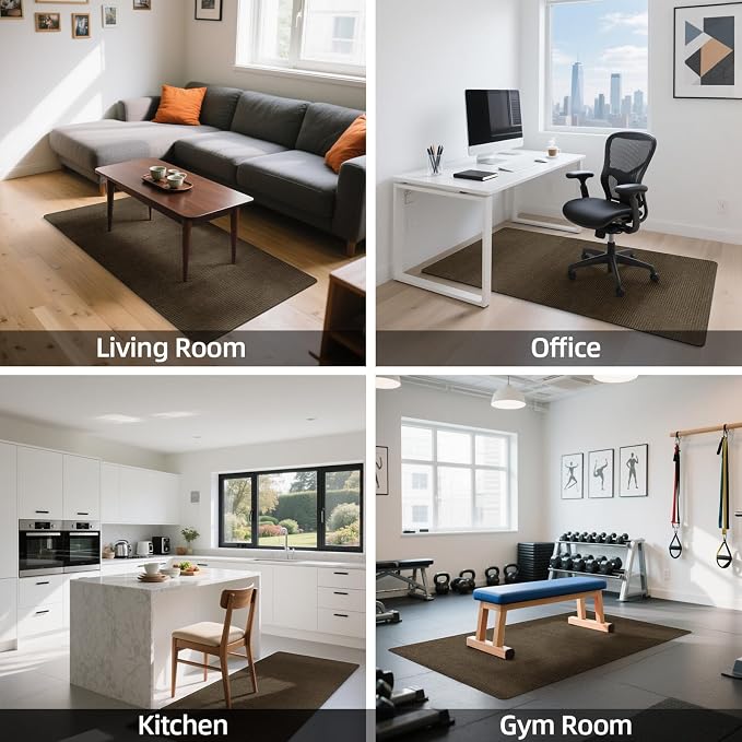Office Chair Mat for Hardwood and Tile Floor, 63" x 51" Computer Desk Chair Mats, Anti-Slip Mat for Rolling Chair, Large Floor Protector for Home Office, Coffee Color