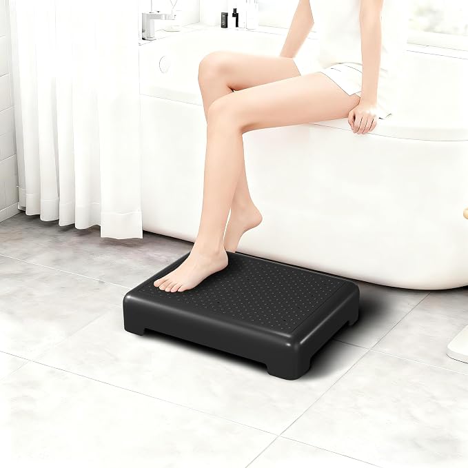 Mobility One Step Stool for Adult Elderly, Non-Slip Heavy Duty Indoor Outdoor Step Platform Assistive Device, Portable Riser for Car, Bed, Door, Stair, Bathroom, Black-Black