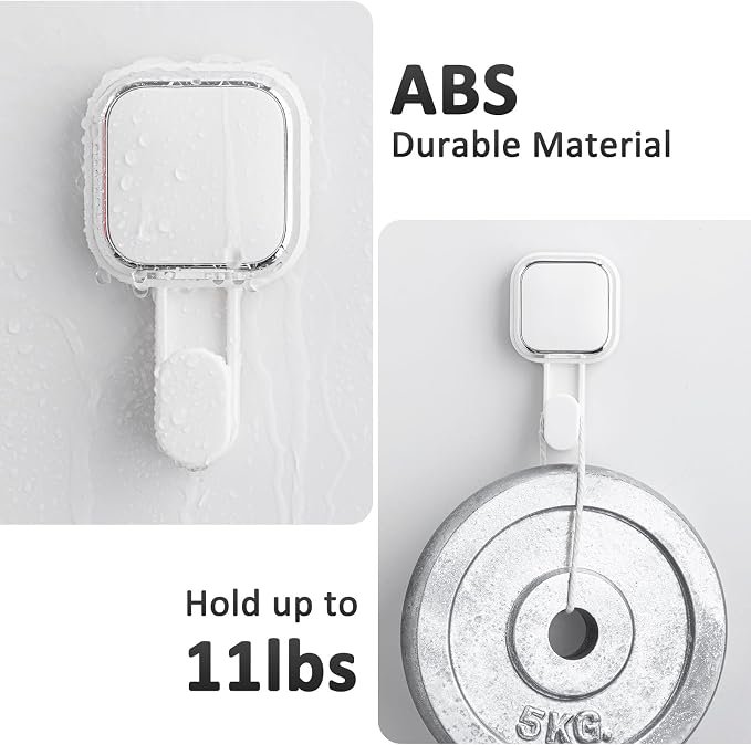 LEVERLOC Suction Cup Hooks for Inside Shower 4 Pack, Versatile Powerful Vacuum Suction Shower Holders for Towel, Loofah, Clothes, Damage Free Wall Hanging Bathroom Hooks, Easy to Install, White