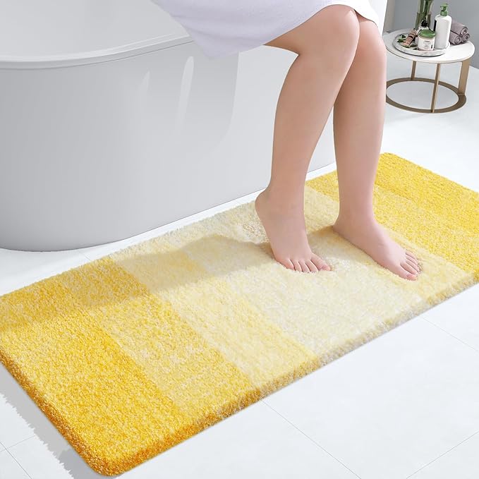 OLANLY Large Bathroom Rugs Mat 50x30, Extra Soft Absorbent Microfiber Bath Rugs, Rubber Backing, Quick Dry, Machine Washable Bath Mat for Bathroom Floor, Tub and Shower, Home Decor Accessories, Yellow