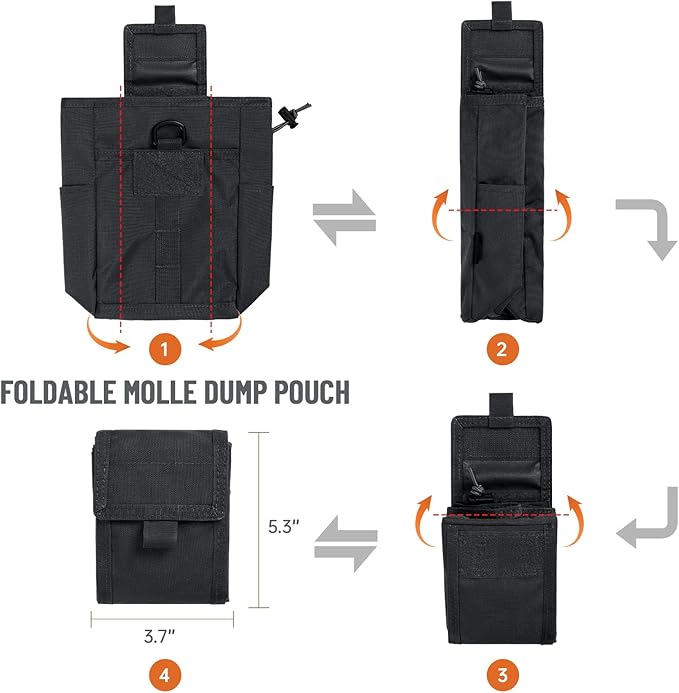 EXCELLENT ELITE SPANKER Molle Dump Pouch Drawstring Magazine Utility Pouch Folding Dump Pouch Waist Bag