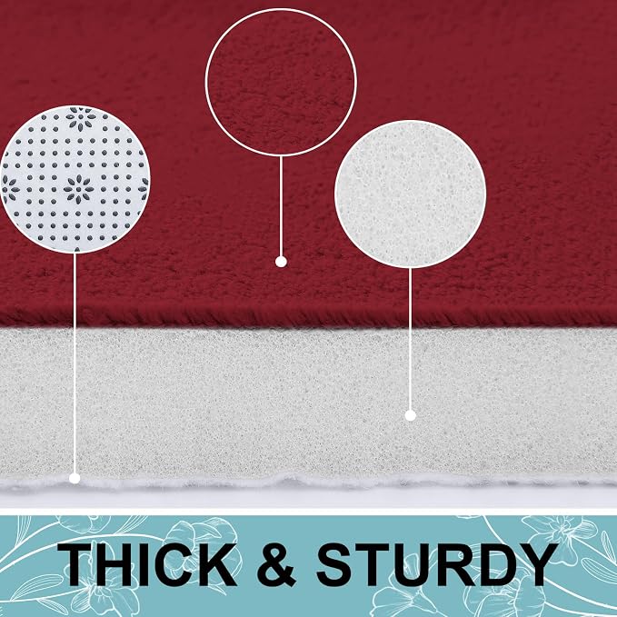Smiry Memory Foam Bath Mat 30x20, Extra Soft and Absorbent Bathroom Mats, Non Slip Washable Carpet for Floor, Shower and Tub, Red