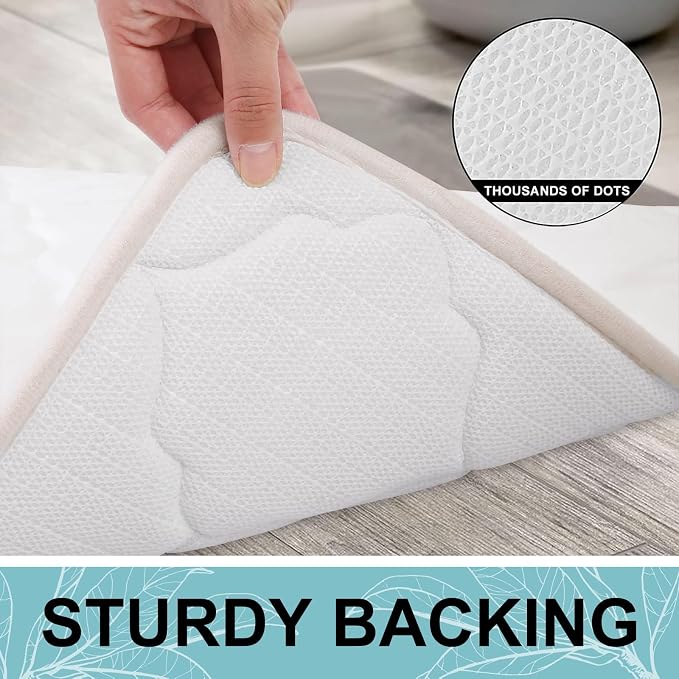 OLANLY Memory Foam Bath Mat Rug 70x24, Ultra Soft and Absorbent Bathroom Rugs, Non-Slip, Comfortable, Machine Washable Bath Carpet for Bathroom Floor, Tub, Shower and Home Decor Accessories, Ivory