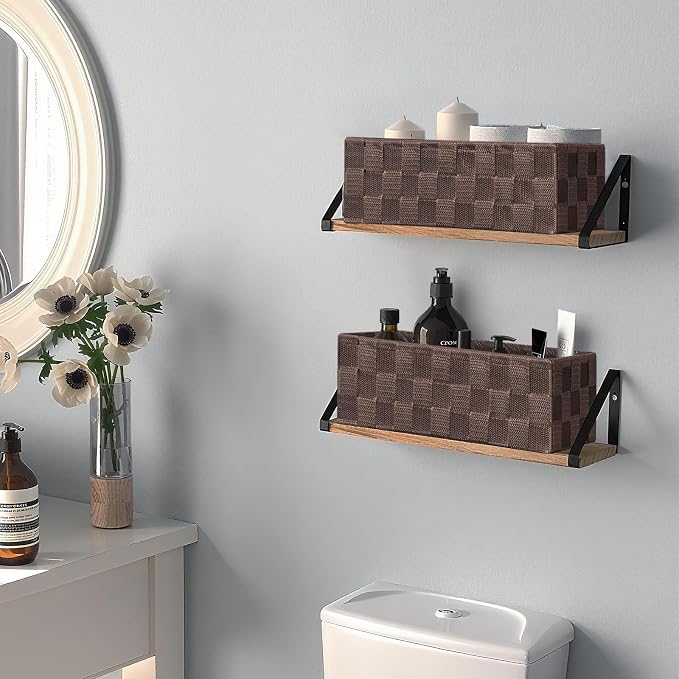 Posprica Woven Baskets, Storage Baskets for Organizing (Set of 8), Cube Baskets Bin Container Matching Storage Boxes Organizers for Pantry, Office, Shelves, Media-room