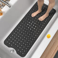 HITSLAM Bath Mat for Tub, Non Slip Bathtub Mat, 40 x 16 Inch Extra Long Bath Tub Mat, Machine Washable Bathroom Shower Mat with Suction Cups and Drain Holes, Soft on Feet, Clear Black