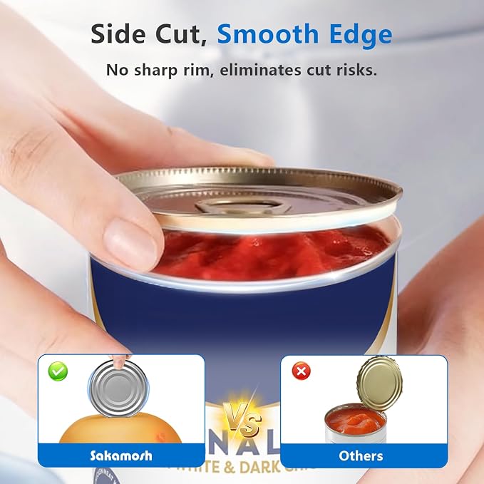 SAKAMOSH Rechargeable Can Opener Electric for Seniors, Hands Free Electric Can Opener with Smooth Edge for Kitchen, One Touch Automatic Opener Fits Most Cans