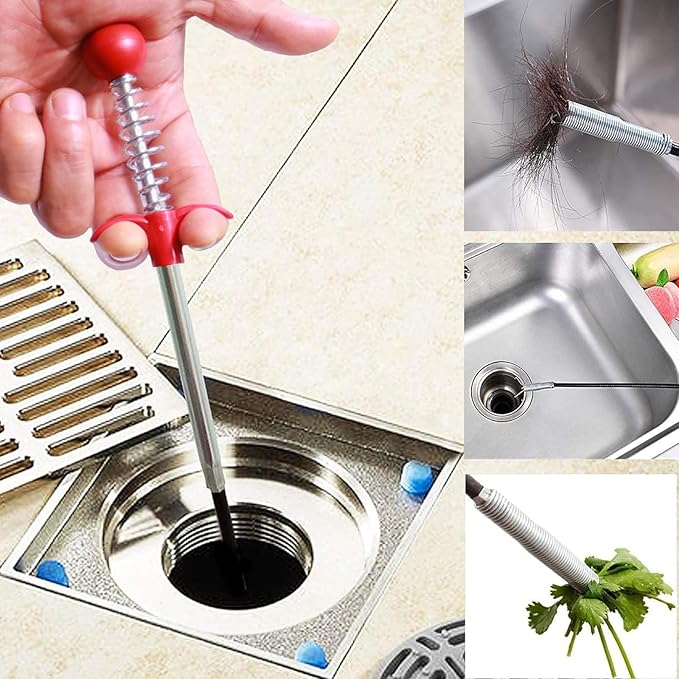 Upgraded Drain Snake 76" with Hook, Plumbing Snake Auger Tool, Sink Snake Drain Clog Remover for Bathroom Kitchen