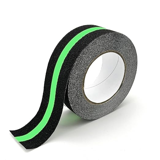 Anti Slip Tape for Stairs with Glow in the Dark, 2Inch x 33Ft Non Skid Traction Tape for Stairs, Floors, Decks, Basement, Bathrooms & Outdoors, Waterproof PVC Safety Grip Tape with Glow