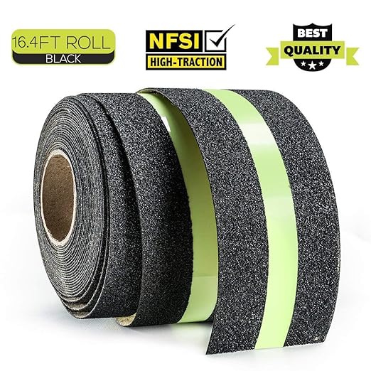 Anti Slip Grip Tape, Non-slip Traction Tapes with Glow in the Dark Reduce the Risk of Slipping for Indoor or Outdoor Stair Tread Step and Other Slippery Surfaces - Keeps You Safe, 2 Inch x 16.4 Foot