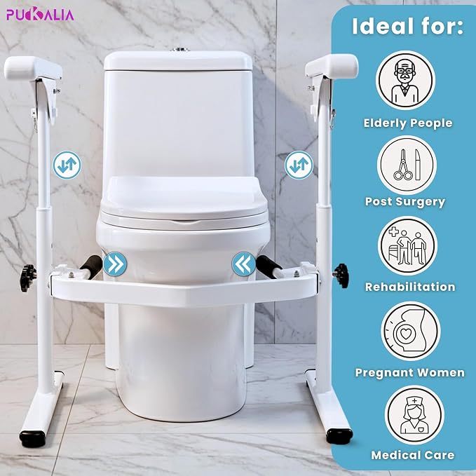 Toilet Safety Frames & Rails for Seniors - Flip-up arms for Wheelchair Access - 400 lbs Heavy Duty Medical Stand Assist Frame, Adjustable Height and Width, Handicap Grab Bars