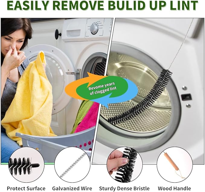 2 Pack Refrigerator Coil Cleaning Brush - 30 Inch Long Handle Dryer Lint Brush Vent Cleaner for Household Use, Duct Remover, Crevice Cleaning Brush, Washing Machine Cleaning Tools