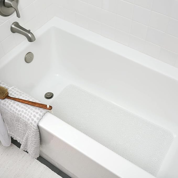 Duck Brand Softex Bath Mat for Tubs, Machine Washable, 17 x 36 Inches, White, Skid Resistant (393477)