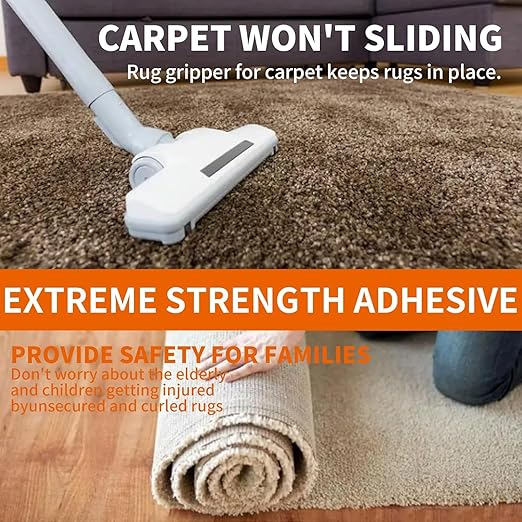 TAPEBEAR Double Sided Carpet Tape 2Inch x 20Yards, Heavy Duty Rug Tape Residue-Free Carpet Gripper for Area Rugs, Wood, Floor, Multipurpose Gripper Non Slip Tape
