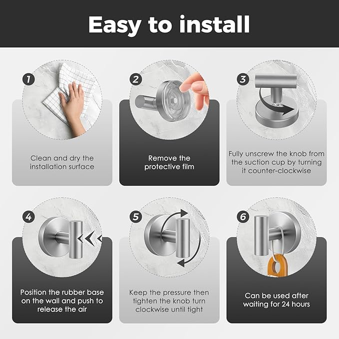 Shower Hooks for Inside Shower,No-Drill Removable&Reusable Towel Hooks for Bathroom,Heavy Duty Suction Cup Hooks for Glass Window,2 Packs(Silver)