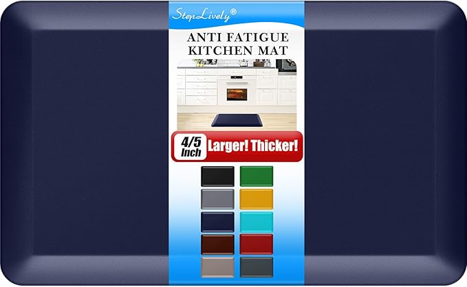 4/5 Inch Thick Kitchen Mat - Cushioned Anti Fatigue Mats for Kitchen Floor - Easy to Clean, Waterproof, Non-Slip Kitchen Rug for Sink, Office, Kitchen (17''x24'' Blue)