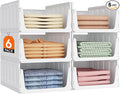 Lifewit 6 Pack Stackable Closet Organizers and Storage Basket for Clothes, Plastic Sweater Storage Bins for Wardrobe, Multifunctional Pants Organizer for RV, Pantry, Kitchen, Dorm, 16.5" Depth