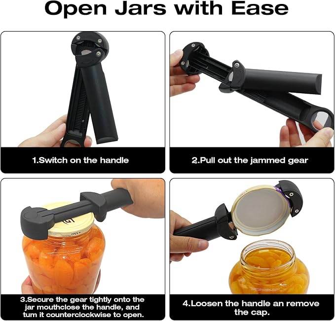RAIN SPIRIT Multifunctional Retractable Bottle & Jar Opener - Adjustable Can Opener & Lid Gripper for Seniors, Weak Hands, and Arthritis,Jar Opener Bottle Opener and Lid Opener，Wine Opener Gadgets ﻿