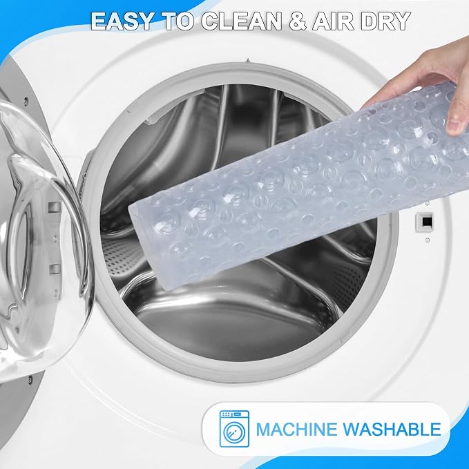 Bathtub and Shower Mats, 40x16 Inch Extra Large Non Slip Soft Bath Tub Mat with Suction Cups and Drain Holes for Bathroom Floor and Keep Tubs Clean, Machine Washable, Clear