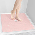 OTHWAY Square Shower Mat, 27"x 27" Extra Large Shower Mats for Inside Shower, TPE Anti Slip Shower mat with Suction Cups Drain Holes, Machine Washable Shower Floor Mat (Light Pink)