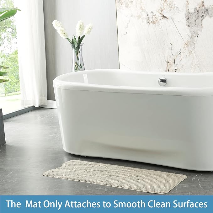 Webos Soft Bathtub Mat Non Slip: Memory Foam Shower Mat with Suction Cups for Bathroom Inside Tub 40X16Inch (Taupe)