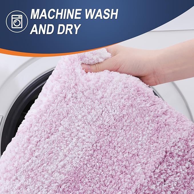 OLANLY Bathroom Runner Rugs Mat 44x24, Extra Soft Absorbent Microfiber Bath Rugs, Rubber Backing, Quick Dry, Long Bath Mats for Bathroom, Tub and Shower, Home Decor Accessories, Pinkish-Purple