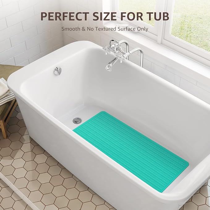 OTHWAY Bathtub Mat Non Slip, Extra Long Rubber Bath Mat for Tub, Machine Washable Shower Anti Slip Mat with 332 Strong Suction Cups (Sea Green, 36" x 17")