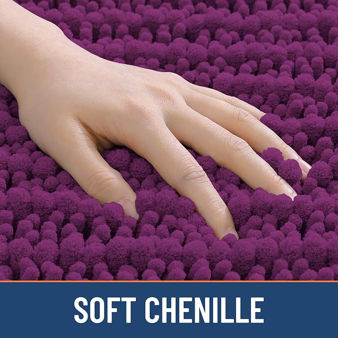 Smiry Bathroom Rugs Mat 24x16, Extra Soft Absorbent Chenille Bath Rugs, Non Slip Rubber Backing Machine Washable Quick Dry Bath Mats for Bathroom Floor, Tub, Shower, Home Decor Accessories, Violet