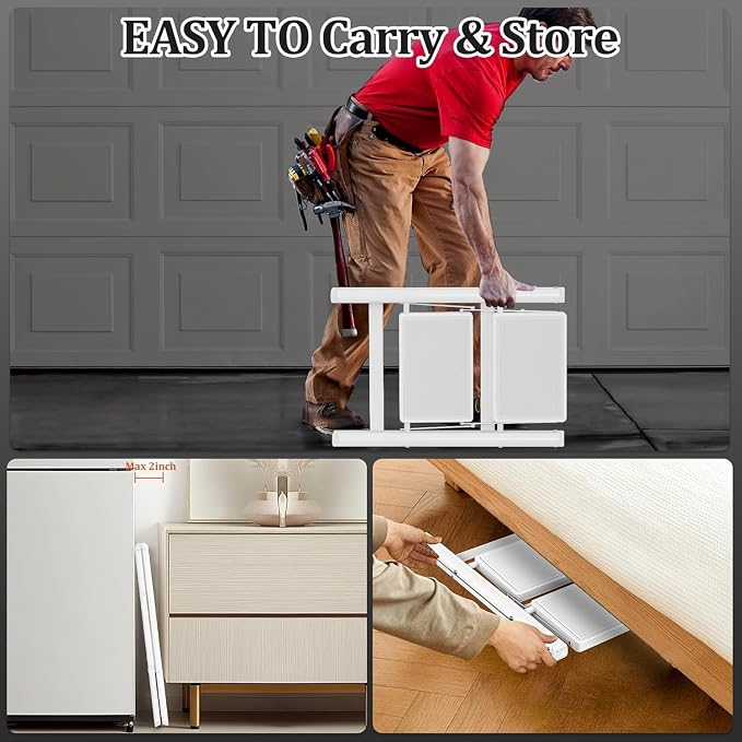 DIAMONDFORGE 2 Step Ladder, Folding Step Stool with Anti‑Slip Wide Pedal & Soft Grip Handle, Sturdy Steel Ladder with 330 lbs Capacity, Non‑Slip Feet for Home, Kitchen & Office, White