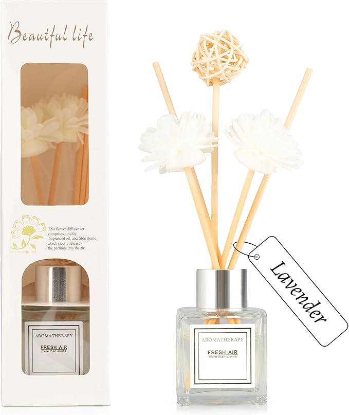 Reed Diffuser Set, 1.7 oz Scent Diffuser with Sticks, Lemon Scent for Bathroom Accessories Shelf Decor, Air Fresheners for Home, Home Fragrance Products, House Office Room Decor Aesthetic & Gift