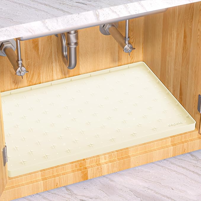 Sdpeia Under Sink Mat 28"×19" Waterproof Silicone Cabinet Liner & Sink Protector for Kitchen & Bathroom, Multi-Purpose Organizers Tray for Pets, Laundry, Cat Litter Mat
