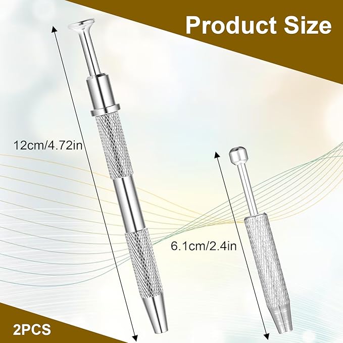2 Pieces Stainless Steel 4-Claw Pick up Tool 4 Prongs Jeweler's Pick Up Tool for Small Parts Pickup Metal Grabber Claw Pickup Holder for IC Chip Electronic Components Nails Clamping, Silver